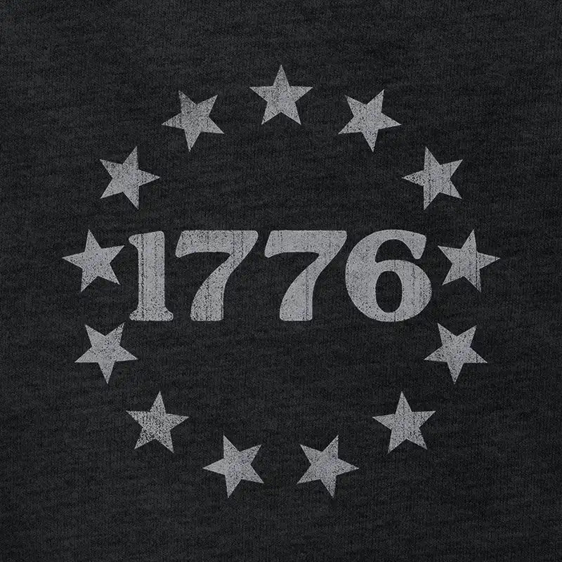 detail view of 4th of july shirt with 1776 graphic by dodo tees