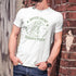 man wearing the funnies St Patricks day t shirt men with Lefty's Lucky Rabbit Feet design