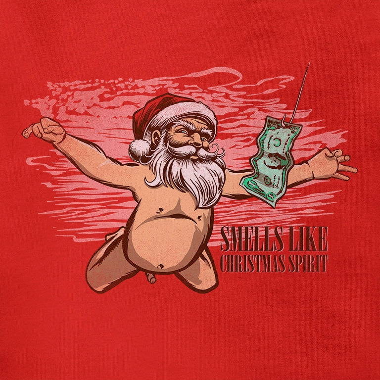 Funny Xmas Tees with Smells like Christmas Spirit alternative rock design