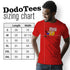 Dodo tees sizing chart for mario shirt reading are you there god its a me Mario. Available in sizes small to 3XL.