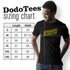 Sizing Chart for the May The Schwartz Be With You shirt. Dodo Tees retro movie t shirts are available in sizes Small to 3XL