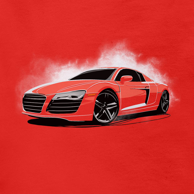 car shirt with r8 illustration detail by dodo tees