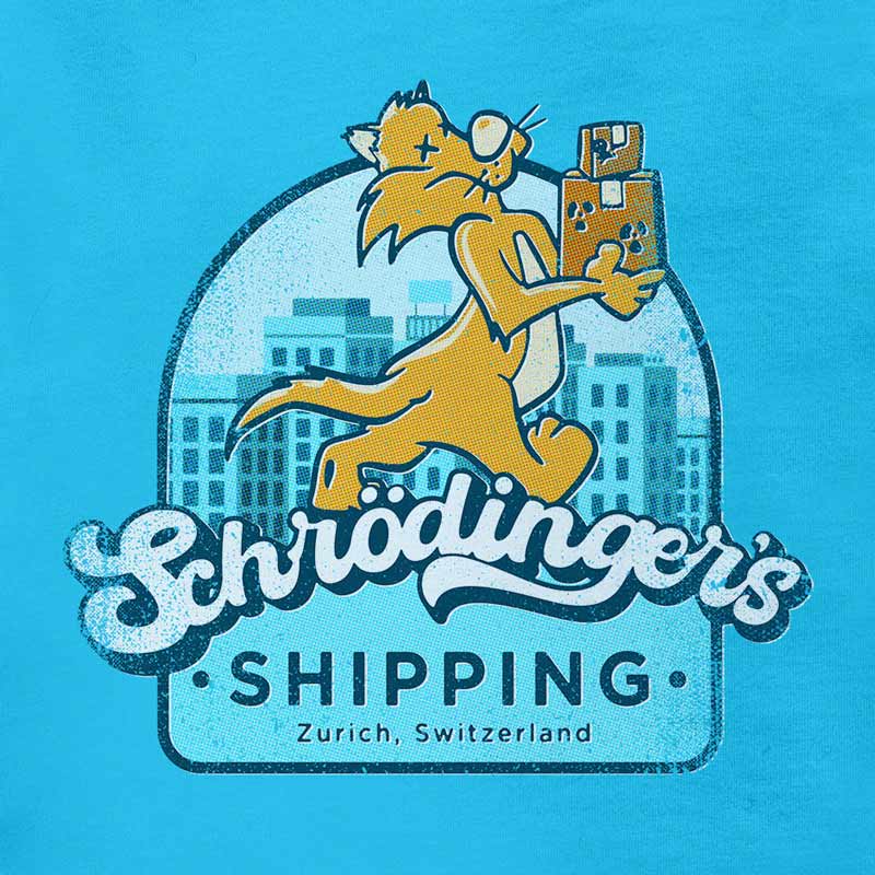 physics shirts with schrodingers shipping funny logo detail by dodo tees