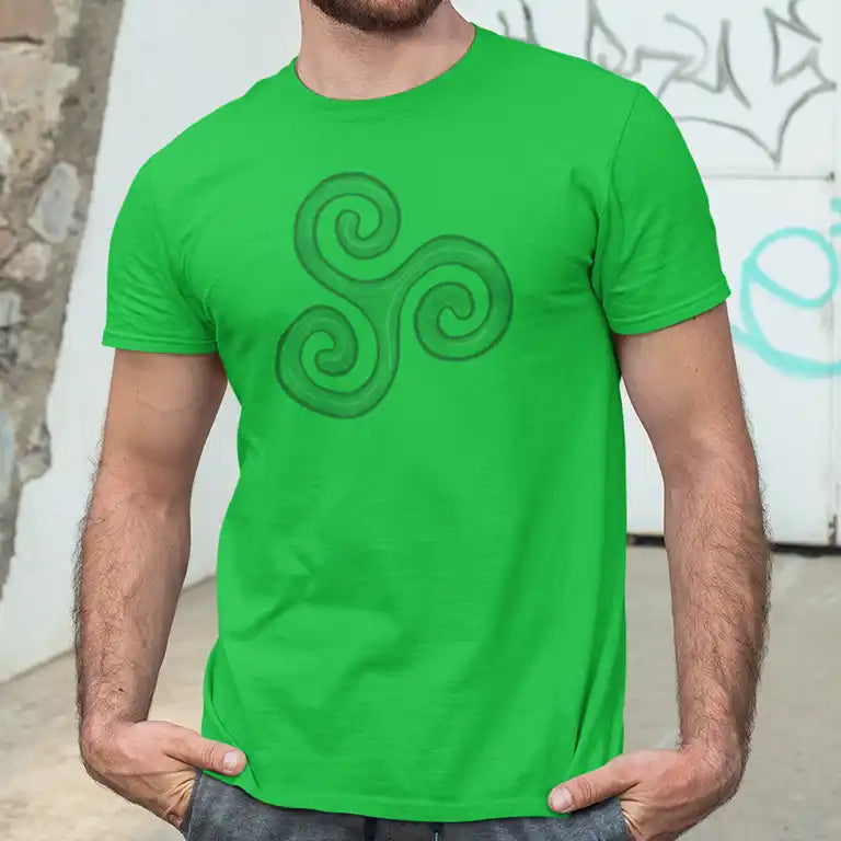 man wearing a Triskele Shirt
