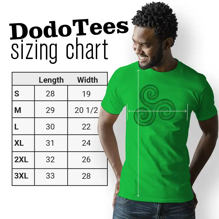 Triskelion St Patricks Day Shirt sizing chart