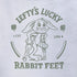 Lefty Lucky Rabbit feet is the ultimate St Patricks Day shirt closeup