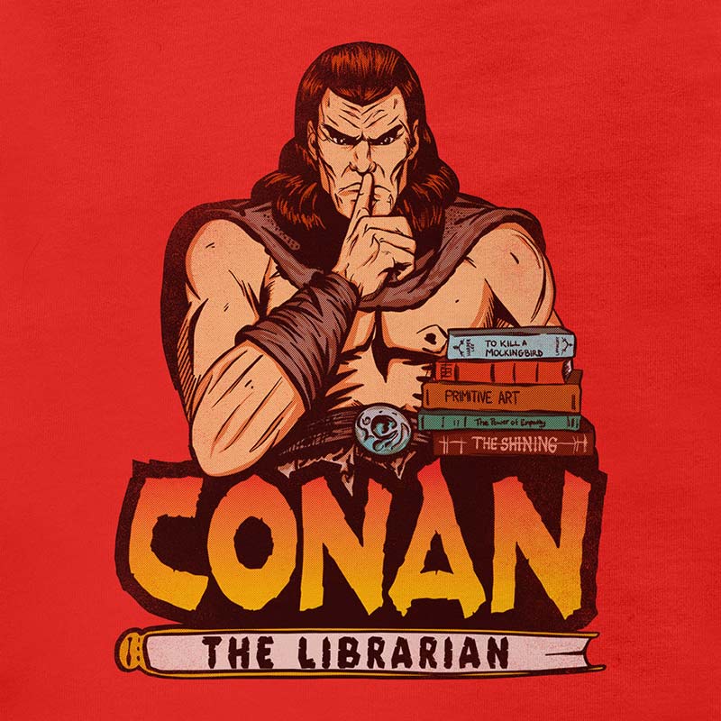 conan the librarian mens funny t shirts by dodo tees