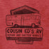close up of cousin eds rv christmas t shirt by dodo tees