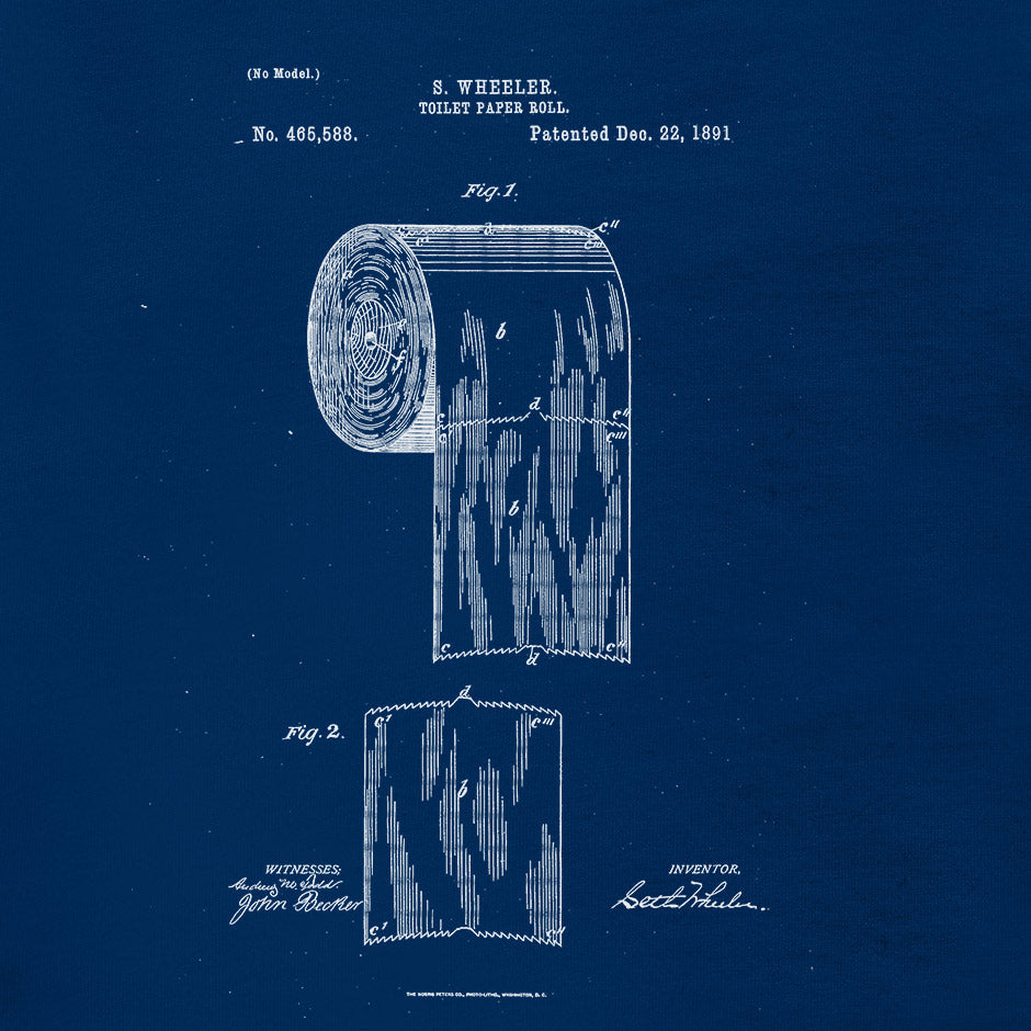 Funny dad t shirt with the 1891 patent for the toilet paper roll. Fathers day shirts by Dodo Tees