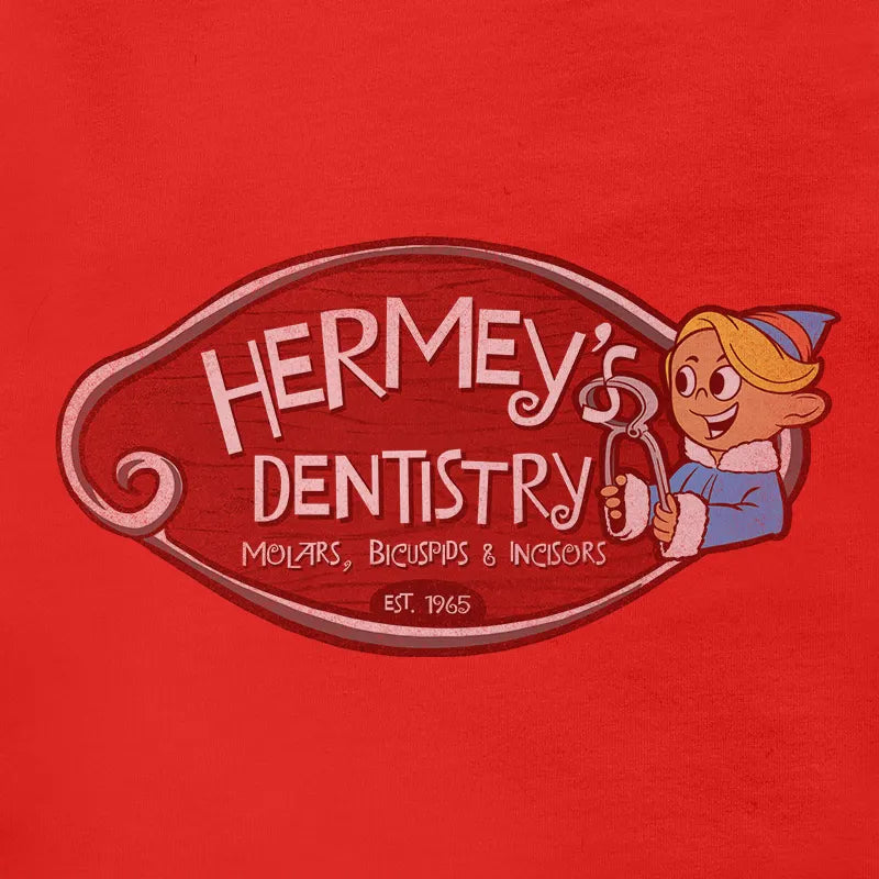 Funny shirts for Christmas featuring Hermey's Dentistry logo.