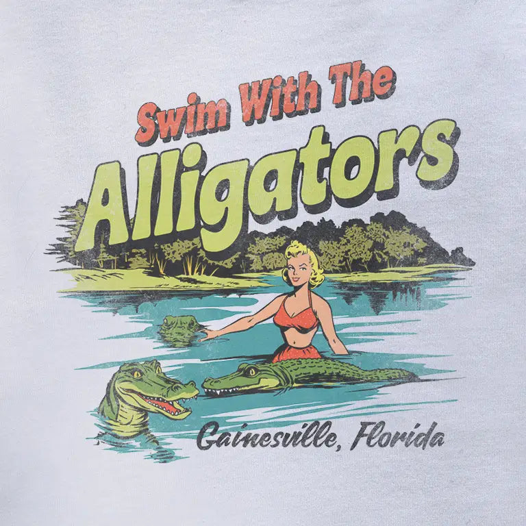 Funny shirts guys featuring the Swim with the Alligators design