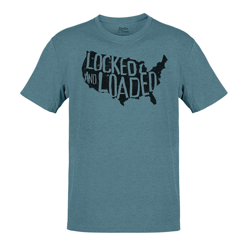 gun shirts with united states graphic and locked and loaded on front