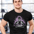 Halloween gym wear with a Hand-Drawn Design of a priest levitating a barbell. Guys Gym Wear are printed with high quality ink