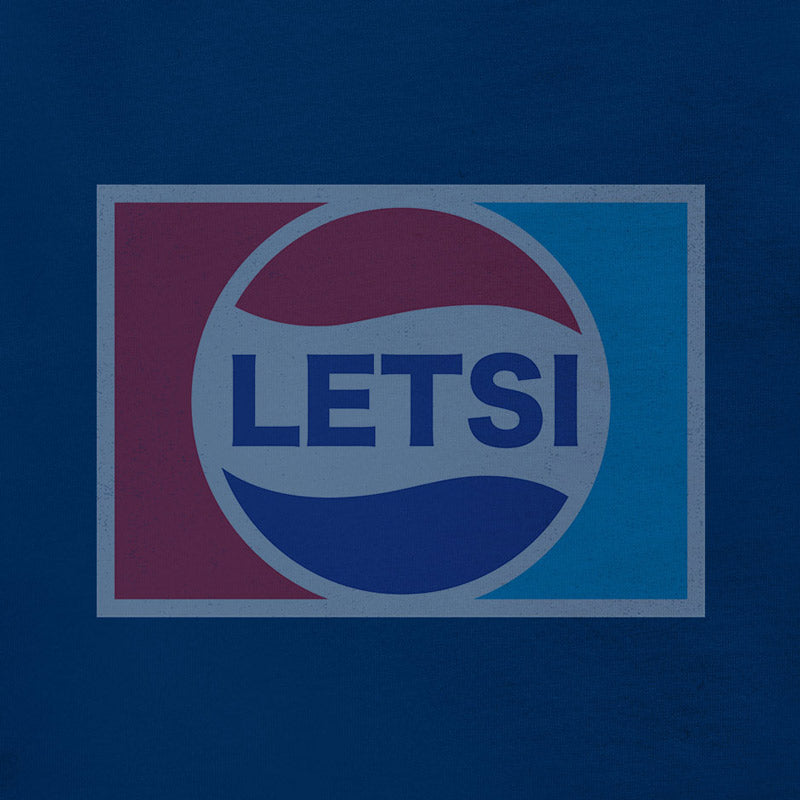 detail view of funny t shirt with letsi parody logo by dodo tees