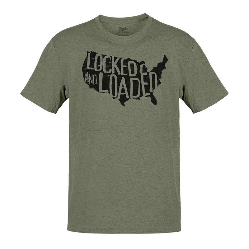 patriotic shirt with locked and loaded hand drawn on front