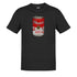 A stylish heather grey mario shirt featuring a pop art-inspired design of Mario holding a 'Cream of Mushroom Soup' can.