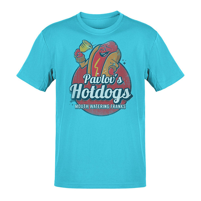 nerd shirts with pavlovs hot dogs restaurant logo in teal by dodo tees