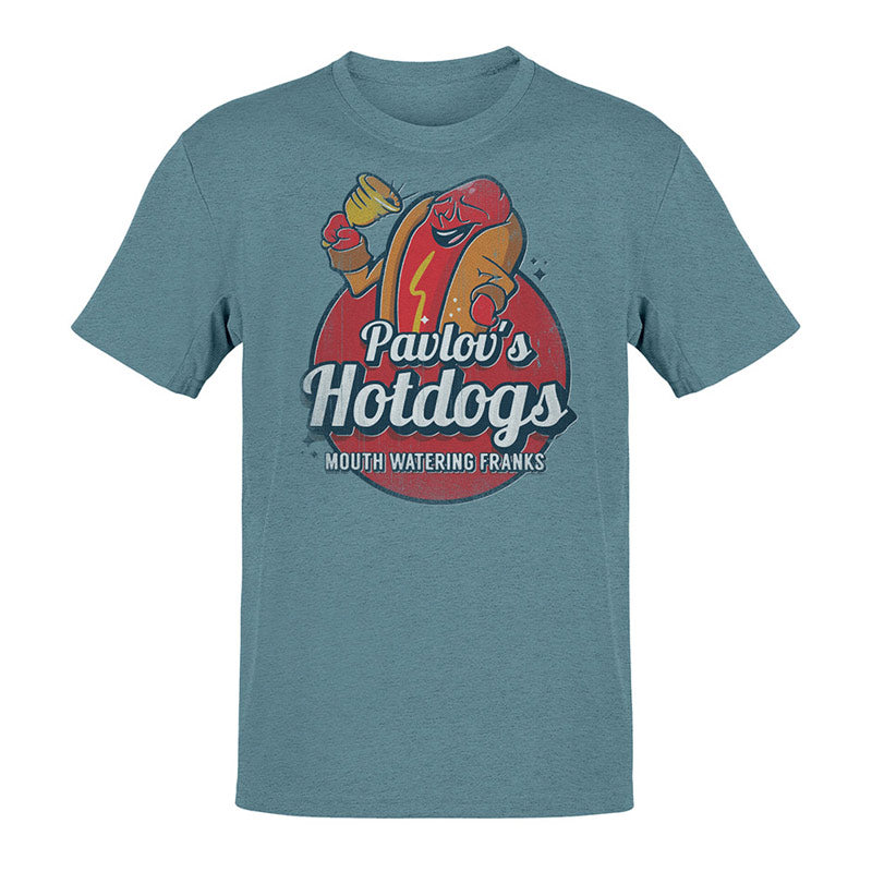 nerd t shirts pavlovs hot dogs in heather slate by dodo tees