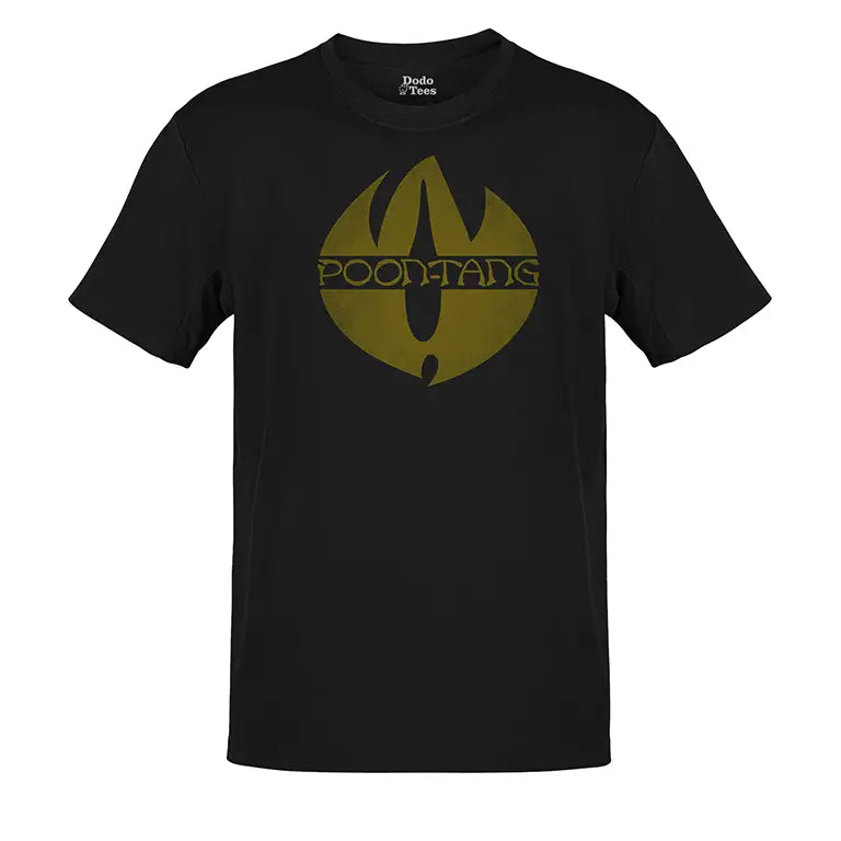 Black poontang shirt with distressed printing