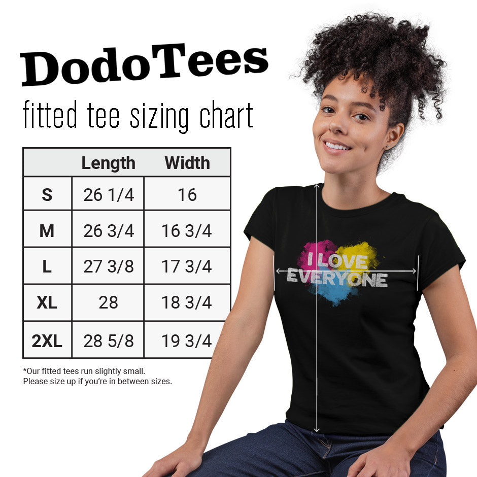 model wearing pride shirt with colorful i love everyone heart graphic in fitted black