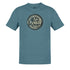 sarcastic t shirt with rocky mountain oyster juice logo in heather slate by dodo tees