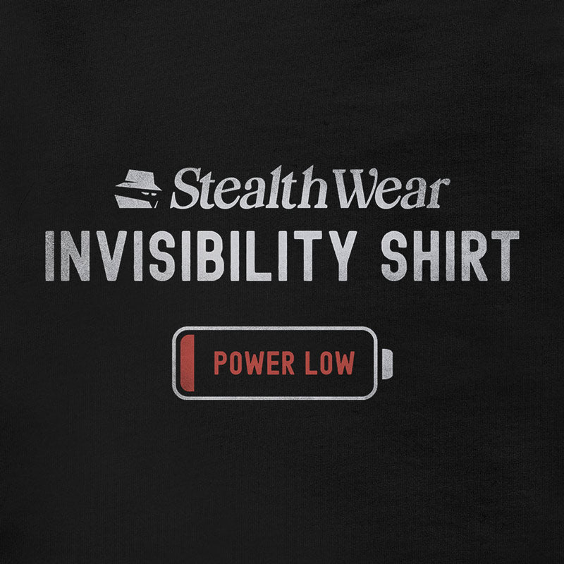 Stealth Wear Invisibility Shirt: Power Low nerd shirt featured image. Original funny t shirts design by Dodo Tees