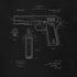 1911 pistol gun shirt featuring the US patent in grey on a black background. The Tactical T Shirts show 3 views of the handgun along with signatures from the inventors.