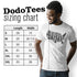 2nd Amendment Clothing chart for Dodo Tees with model wearing locked and loaded shirt