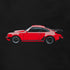 Car t shirt featuring a red 911 turbo whale tail from the 1980s. Original automotive apparel by Dodo Tees.