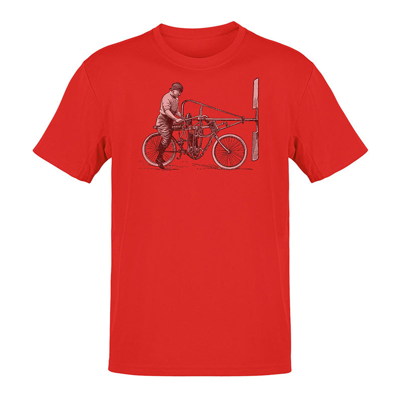 Engineering tee with aeromoto illustration in red by dodo tees