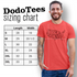 sizing chart for the America f yeah shirt design