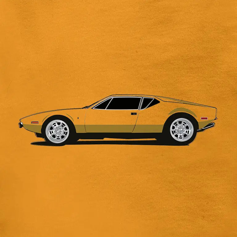 Automotive gear featuring 1970s Italian sports car