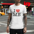 man in city wearing awesome tee shirt with i love me text