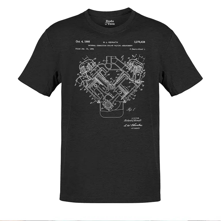 car shirt with a BBC V8 engine patent