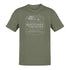 Olive green camping tshirt  with the words Welcome to camp Quicher Bitchen If you dont like the accommodations, take a hike. The funny dad shirts are side-seamed for a fitted look. 