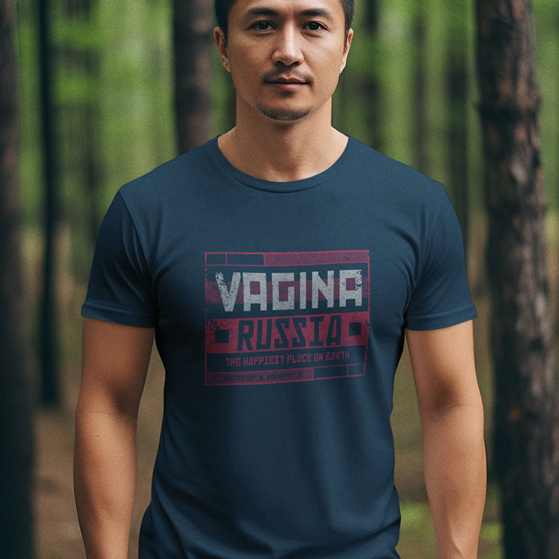 Dodo Tees Vagina Russia Funny Male T Shirts make ideal Christmas gifts for men.