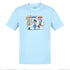 Comical T Shirt featuring the snap crackle poop design on a light blue fabric