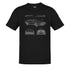 Black DMC-12 car shirt featuring the patent drawings. Dodo Tees automobile t-shirts are side-seamed for a contour-hugging look.