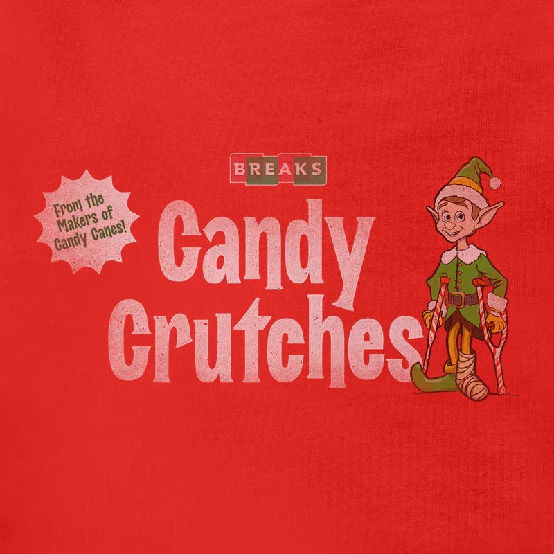 Elf shirt for adults featuring the candy Crutches design. 