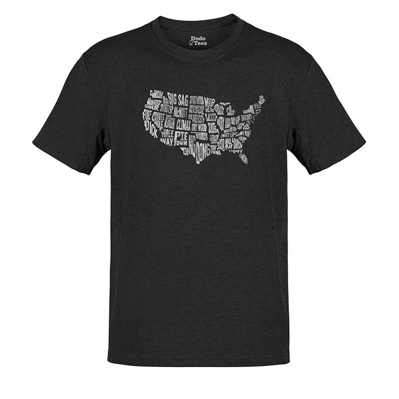 funny 4th of july shirt in heather charcoal with sexy city names in every state illustration