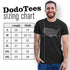 funny adult shirts sizing chart. available in sizes small to 3XL