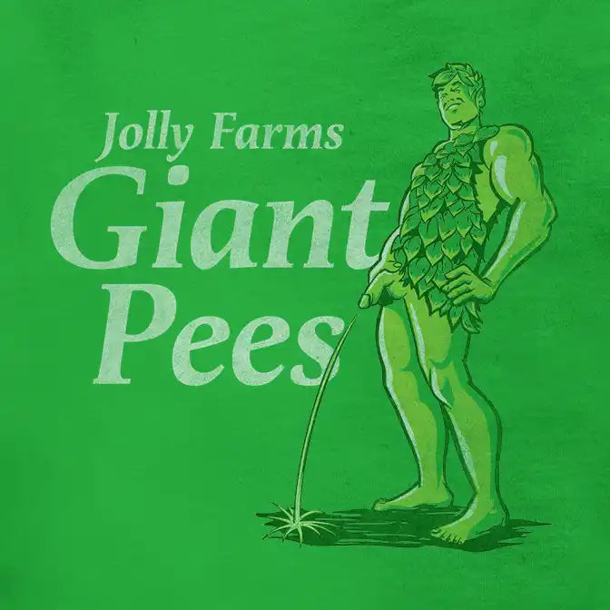 Funny Adult Tees Jolly Farms Giant Pees Closeup