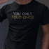 funny tees for men by Dodo Tees. graphic shirt reads You only YOLO once.