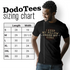 gun tee shirt sizing chart showing S-3XL.