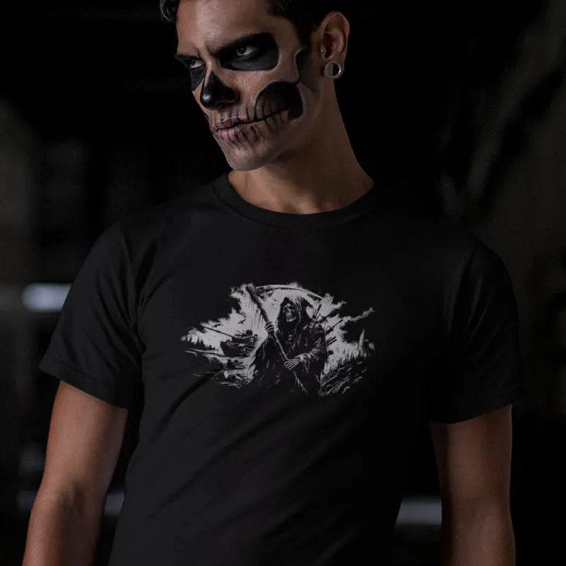 Grim Reaper halloween shirts for men designed by Dodo Tees. The Skull Shirts make ideal Halloween Gifts.