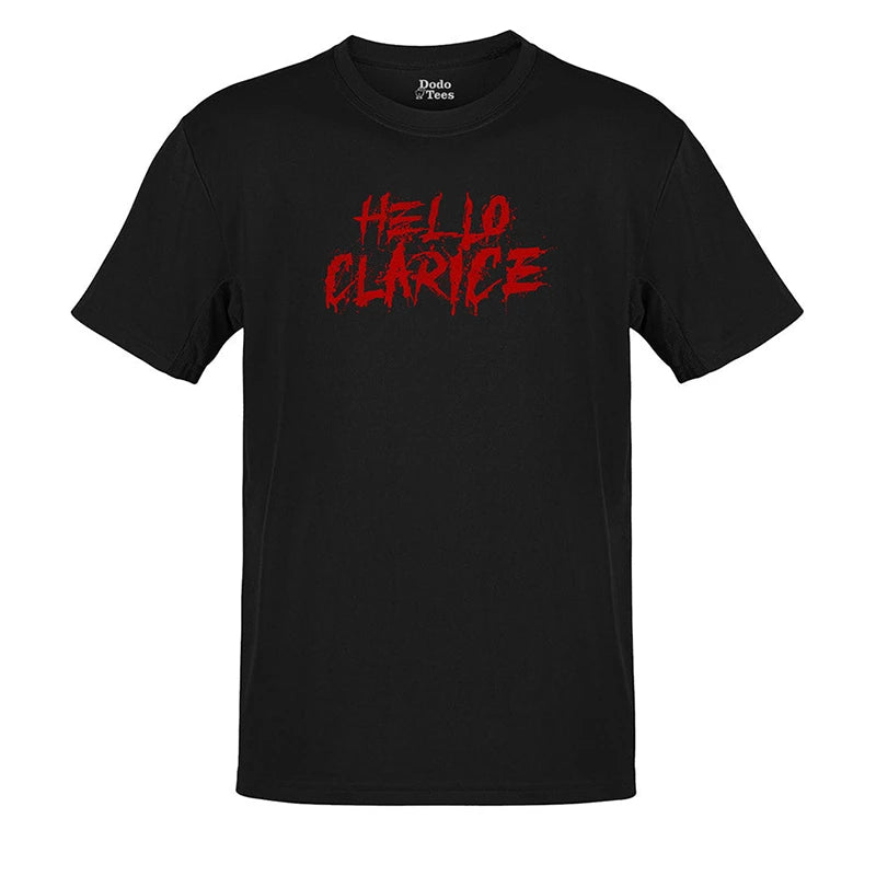 halloween shirt with hello clarice bloody typography by dodo tees