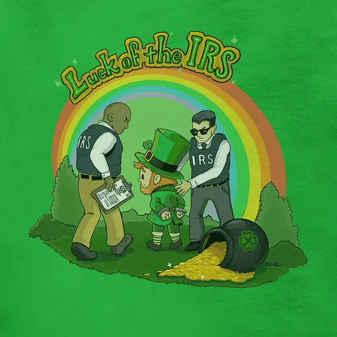 IRS St Pattys Day Funny Tee Shirts closeup
