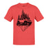 off road shirt with 4x4 and mountains in heather red by dodo tees