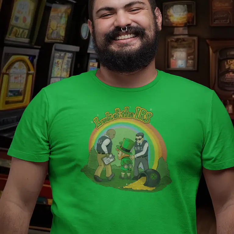 Man in Saint Patricks day shirt