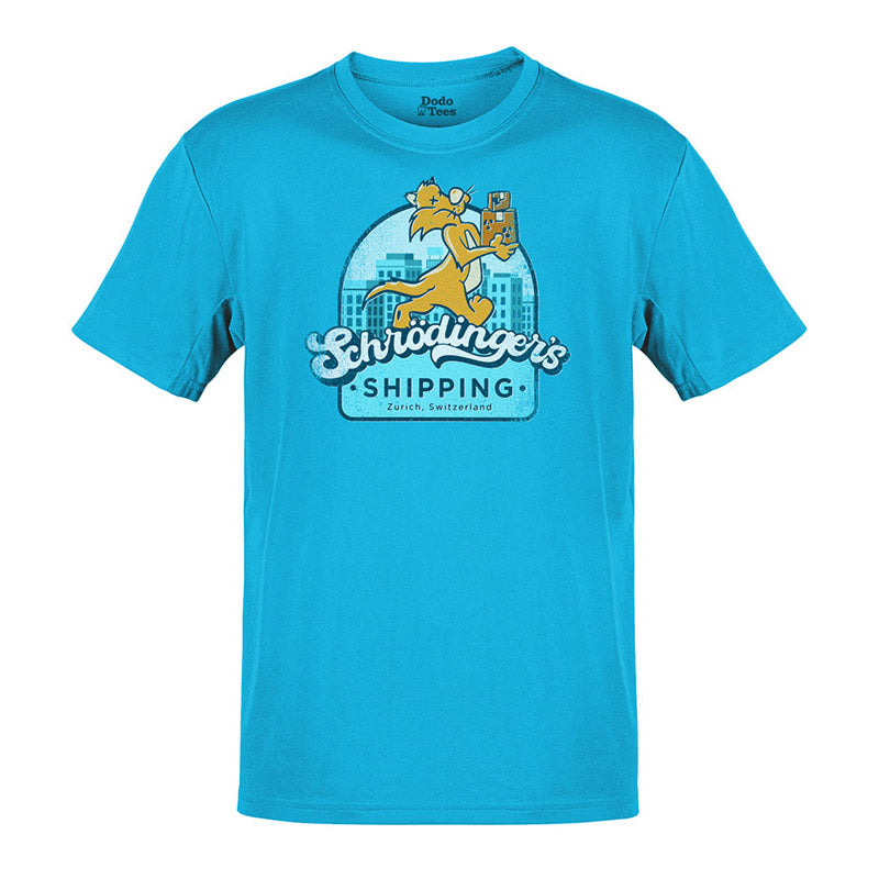 physics shirts with schrodingers shipping funny logo in teal by dodo tees